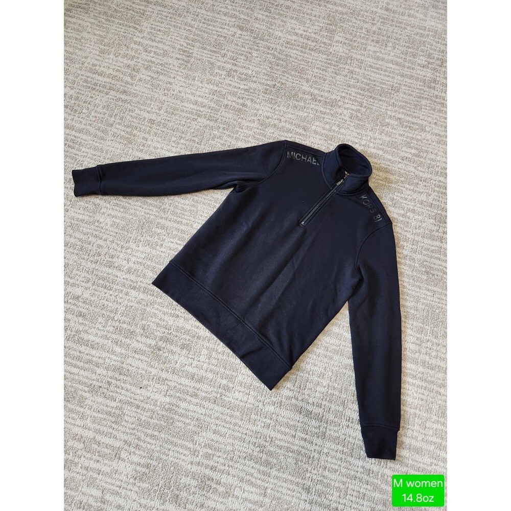 Michael Kors Mens M Black Quarter Zip Sweatshirt Kors 81 Shoulder Logo Pullover